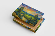 Van Gogh Cypresses and Starry Night themed river view, view, art, kanvas tablo
