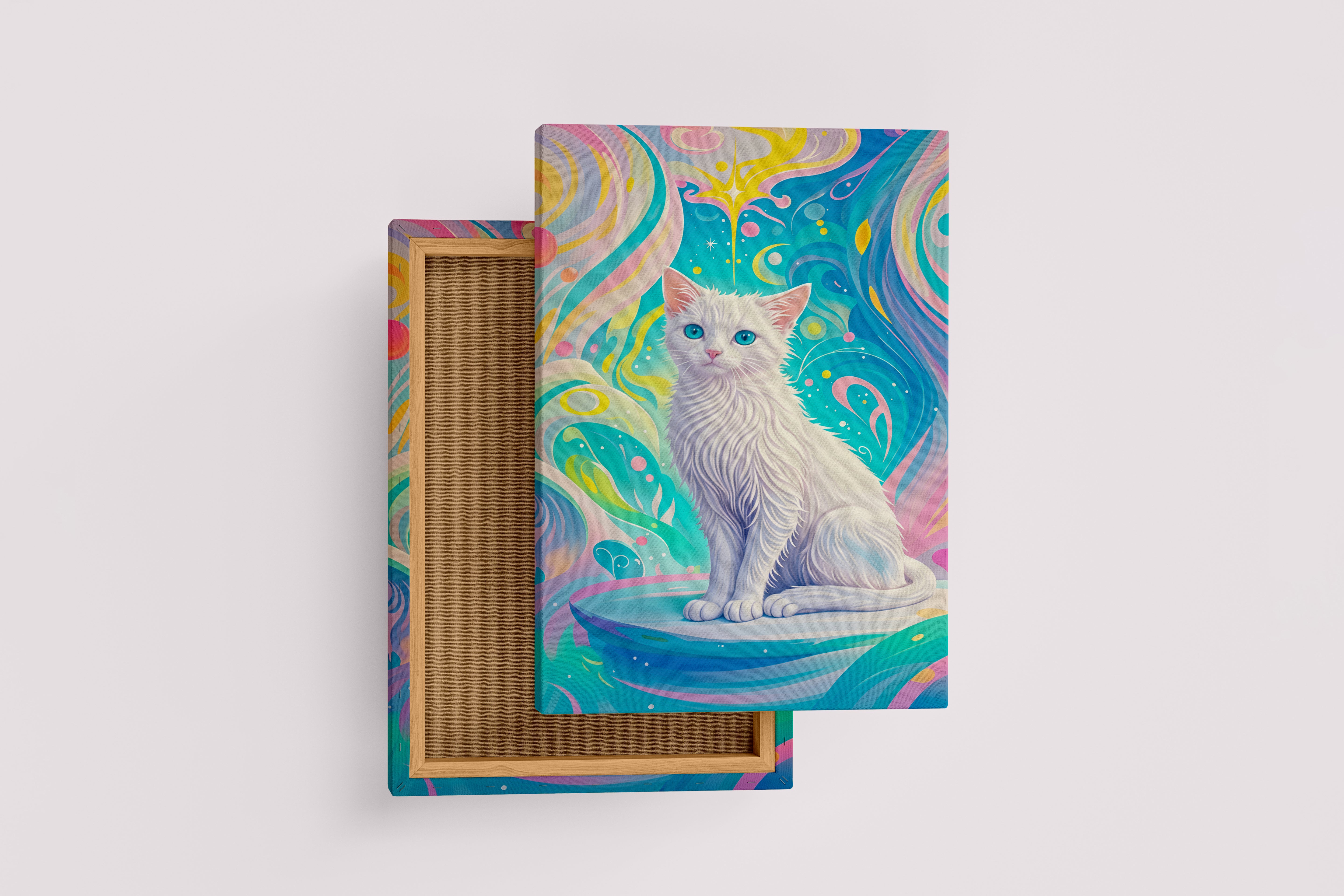 ai creation, Monet style white cat, pet, ai art, art, kanvas tablo