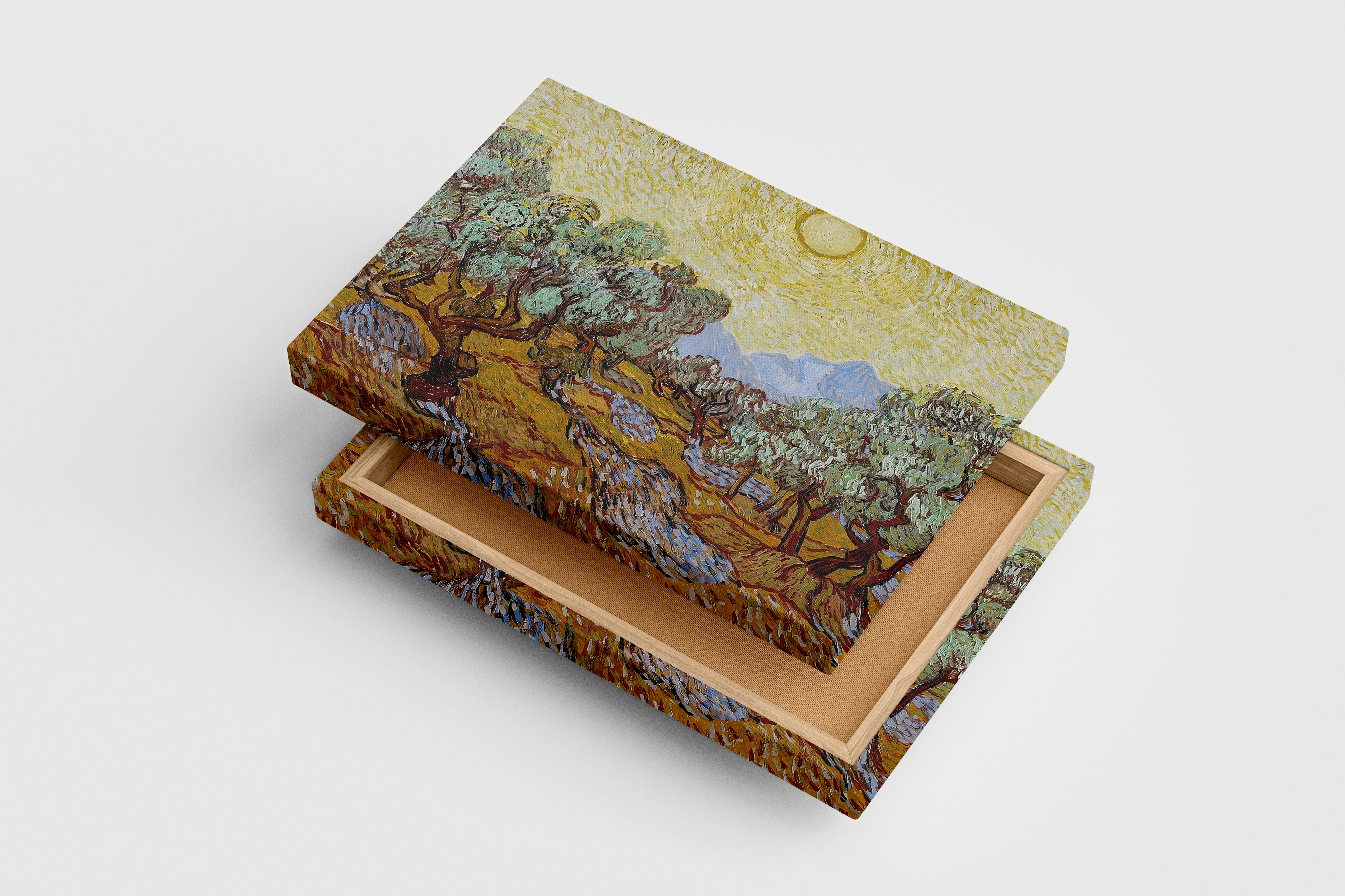 Vincent van Gogh'un Saint-Rémy Başyapıtı Sarı Gökyüzü ve Güneşli Zeytin Ağaçları Kanvas Tablo