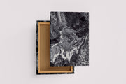 a highly detailed, textured black and white abstract image resembling a cosmic landscape, abstract, art, kanvas tablo