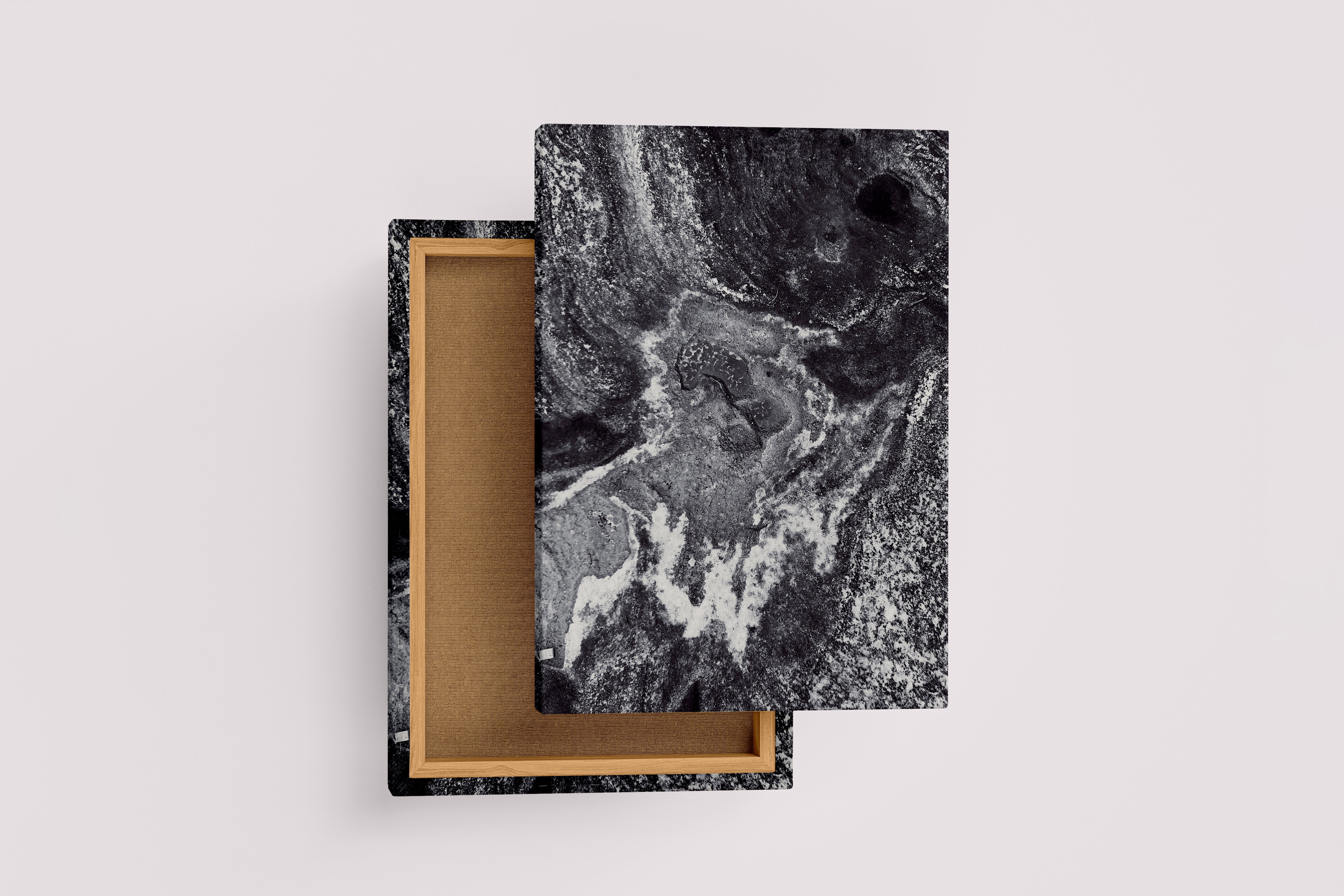 a highly detailed, textured black and white abstract image resembling a cosmic landscape, abstract, art, kanvas tablo