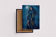 ai creation, asian female warrior in the moonlight, ai art, art, kanvas tablo