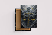 ai creation, an epic god of justice with a stone body and golden scales, ai art, art, kanvas tablo