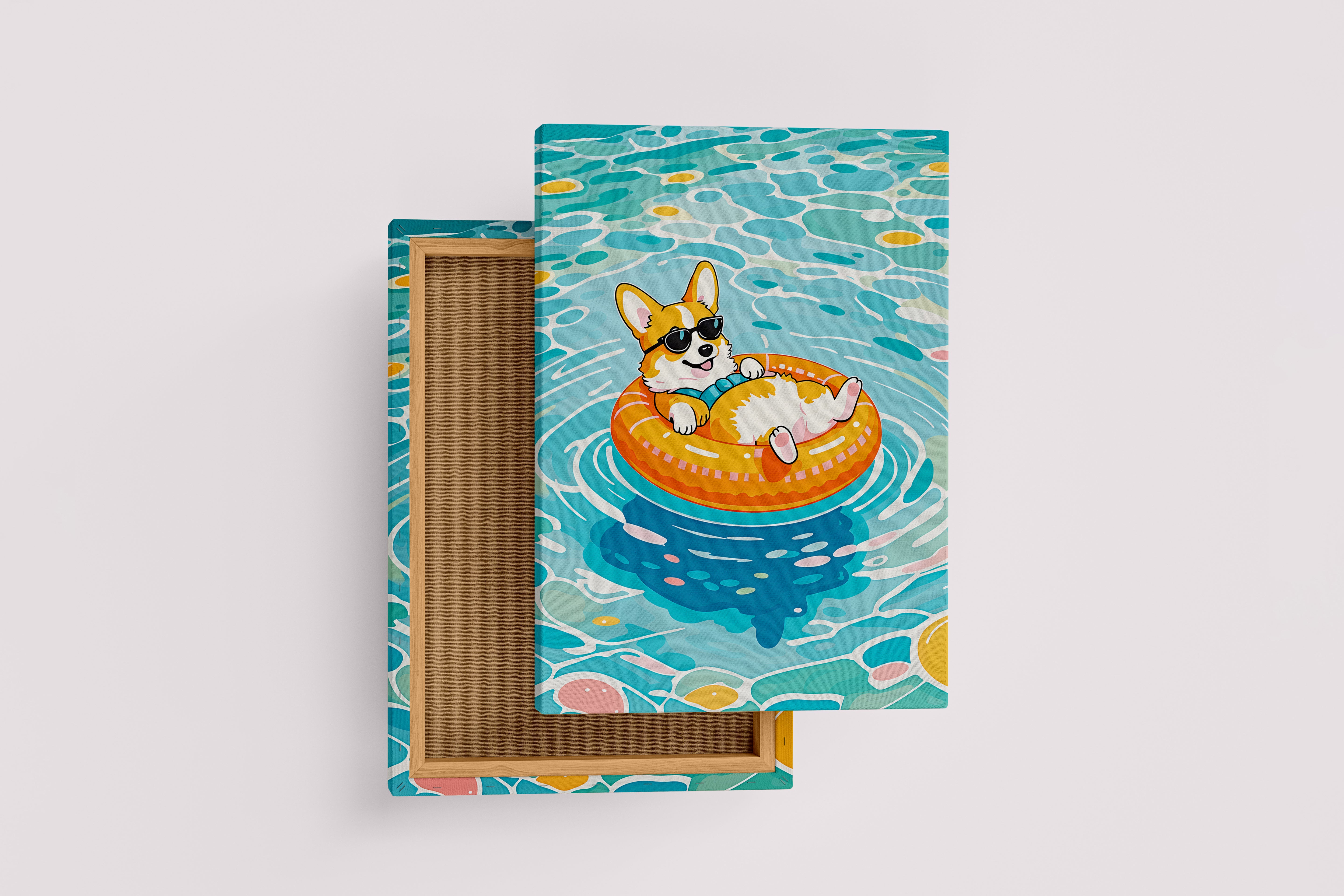 ai creation, fox with glasses lying in the pool, ai art, art, kanvas tablo