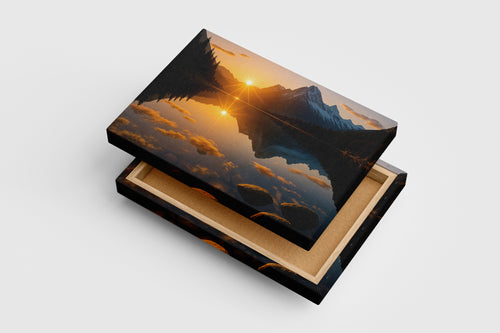 reflection of nature and the sunset, view, art, kanvas tablo