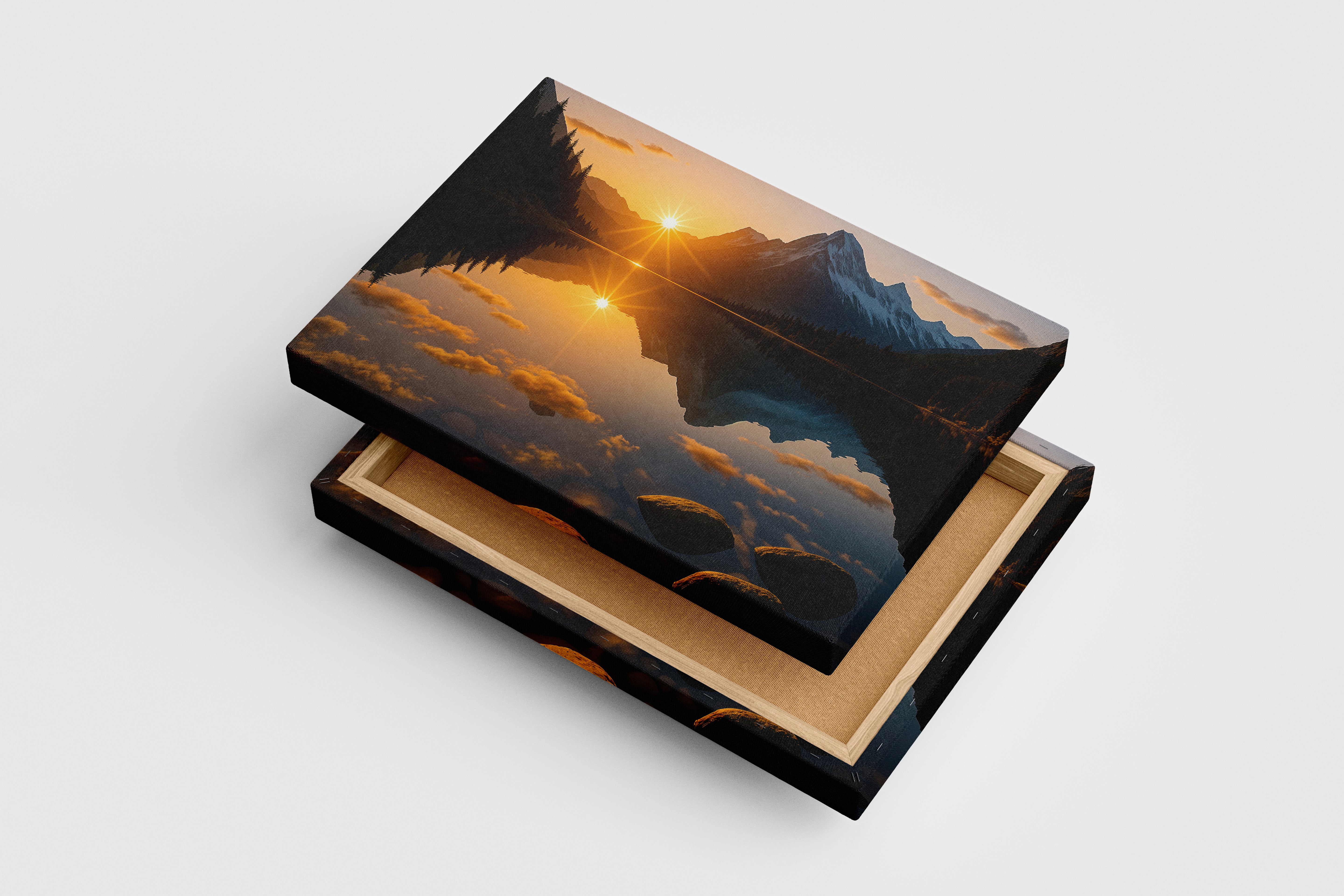 reflection of nature and the sunset, view, art, kanvas tablo