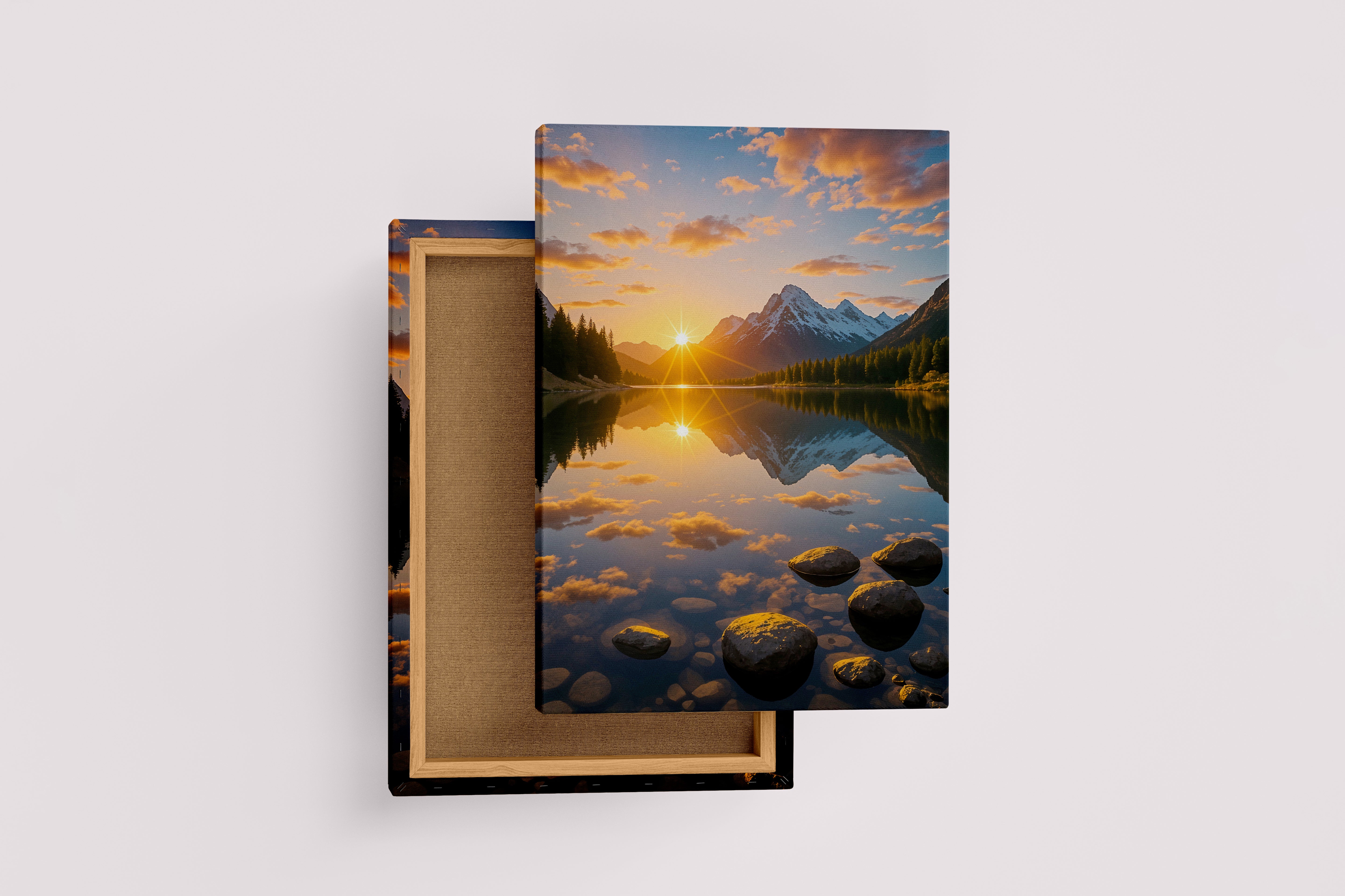 ai creation, the reflection of the sunset in the river, ai art, art, kanvas tablo