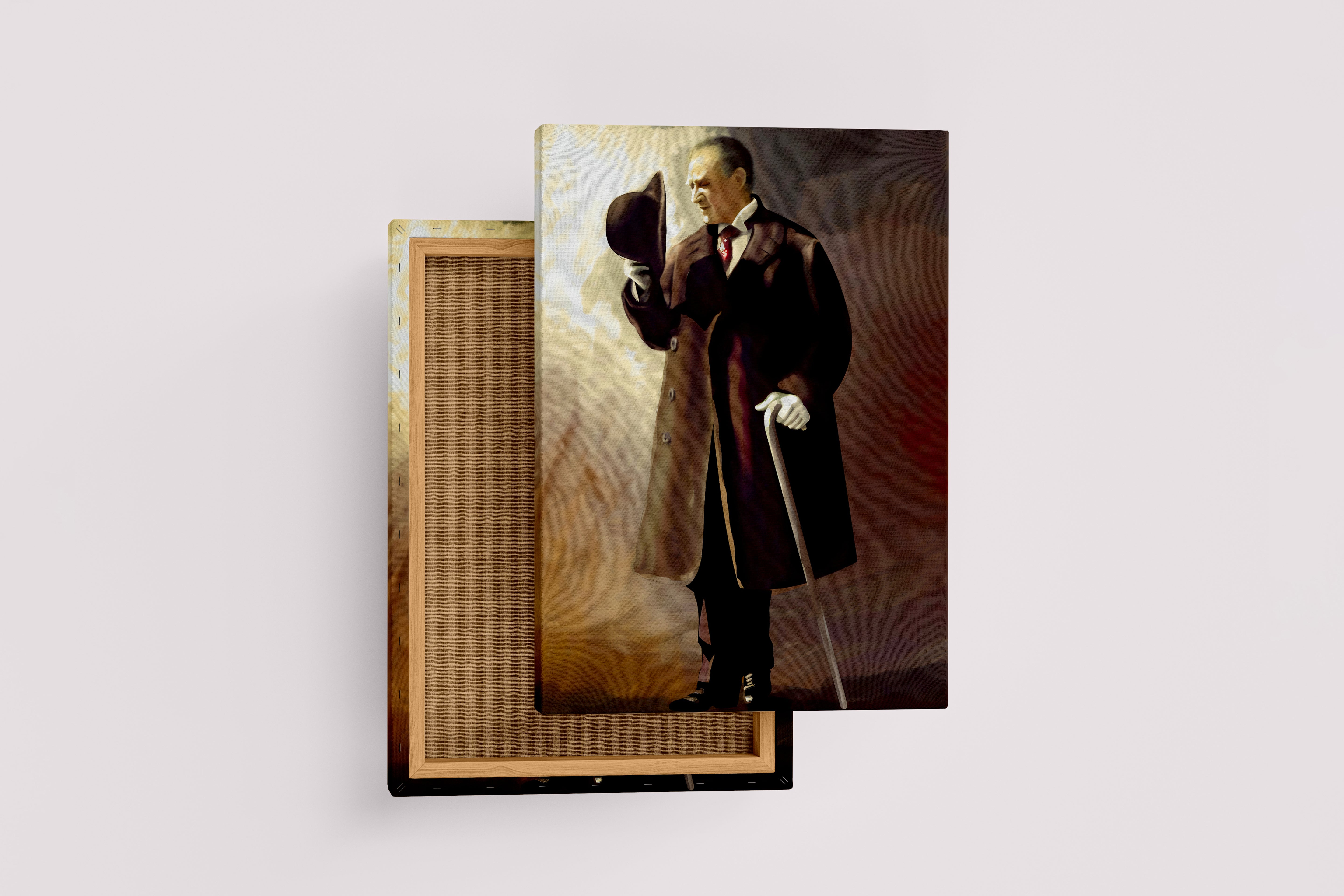 Atatürk taking off his hat, art, kanvas tablo