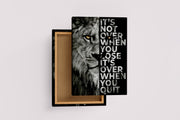 a lion's face split with the motivational quote, art, kanvas tablo