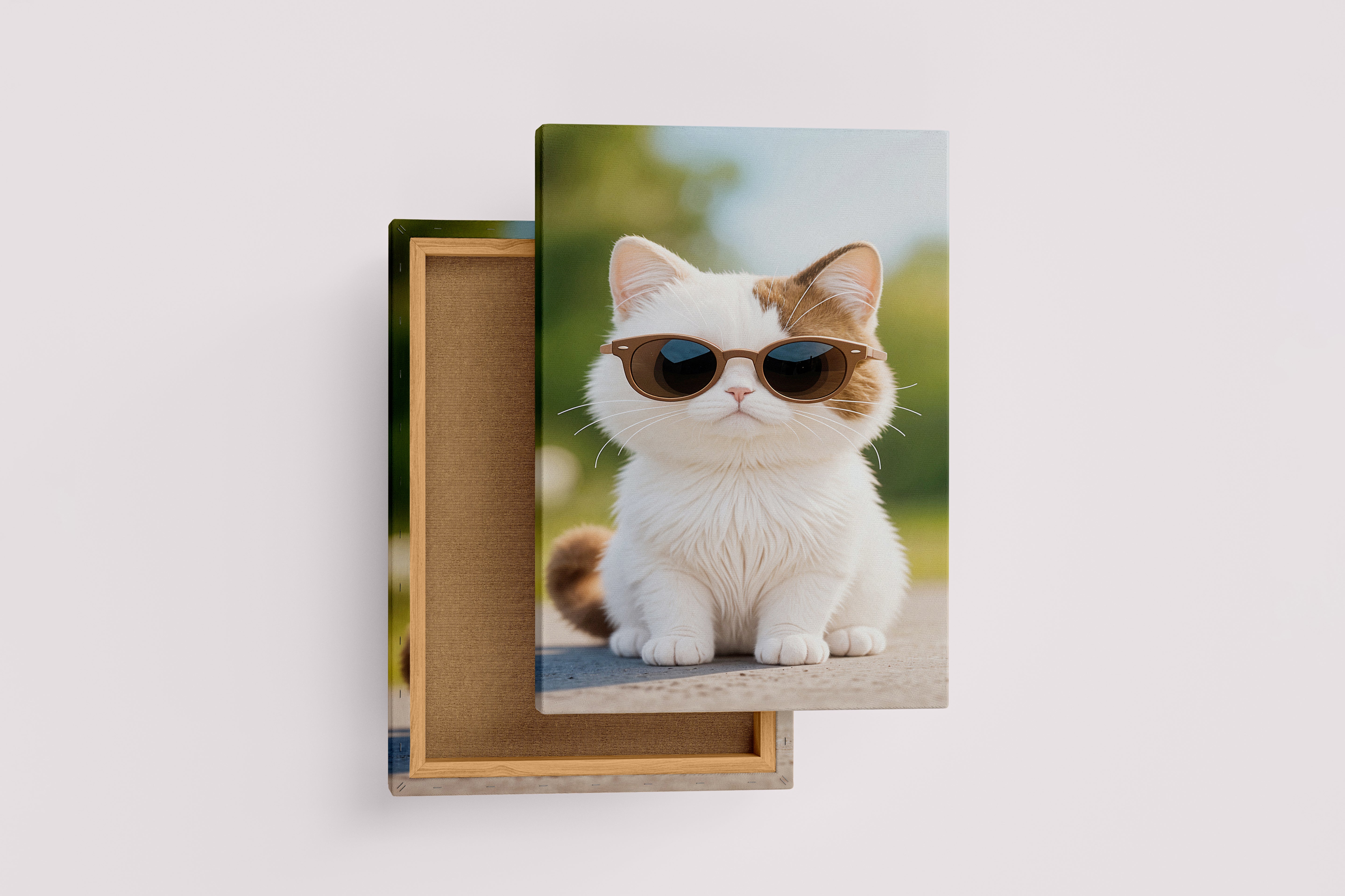 ai creation, plush cat with glasses, pet, ai art, art, kanvas tablo