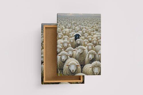 ai creation, the black sheep among the sheep, ai art, art, kanvas tablo
