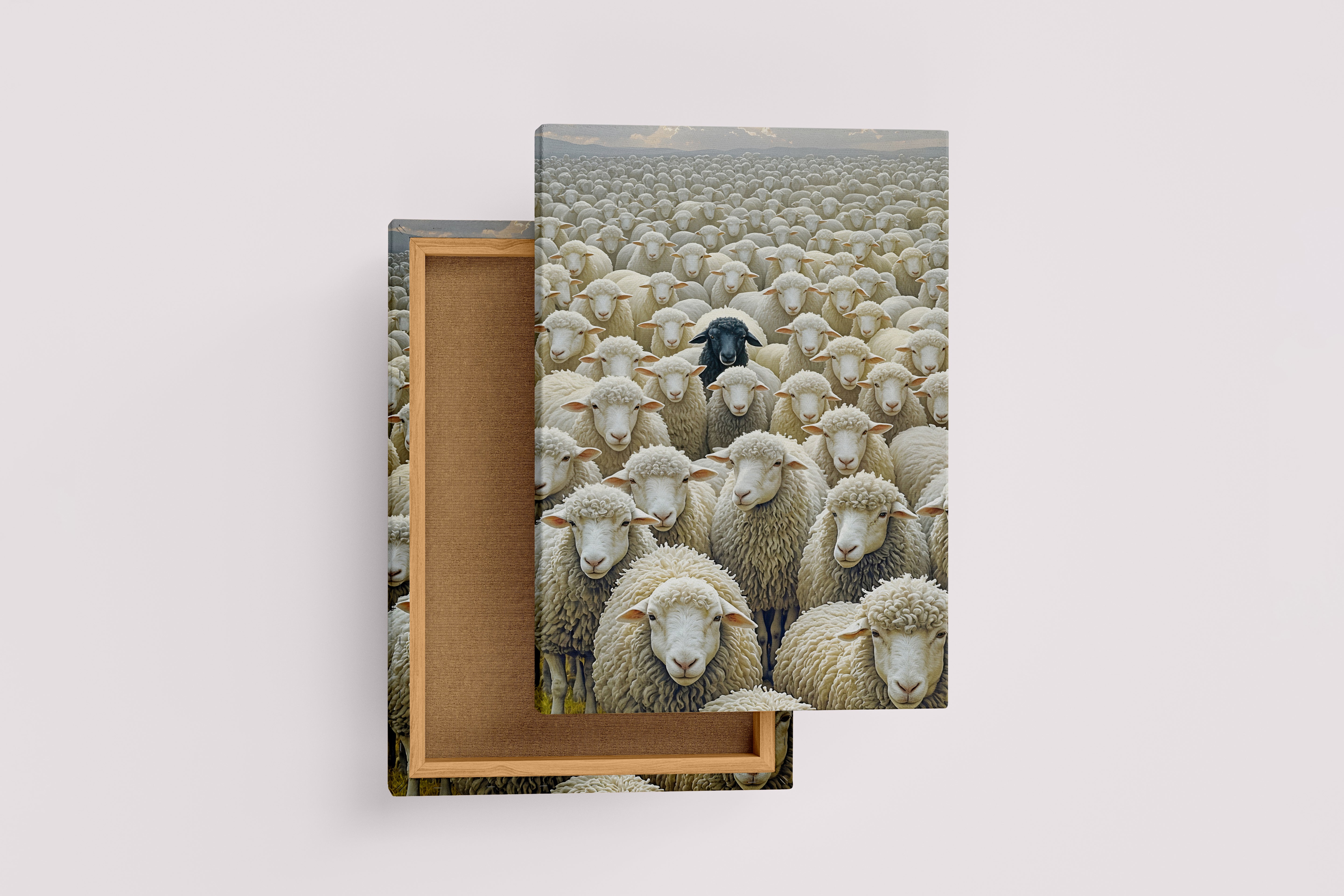 ai creation, the black sheep among the sheep, ai art, art, kanvas tablo