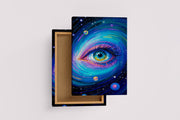 ai creation, a colorful eye in the middle of the planets, ai art, art, kanvas tablo