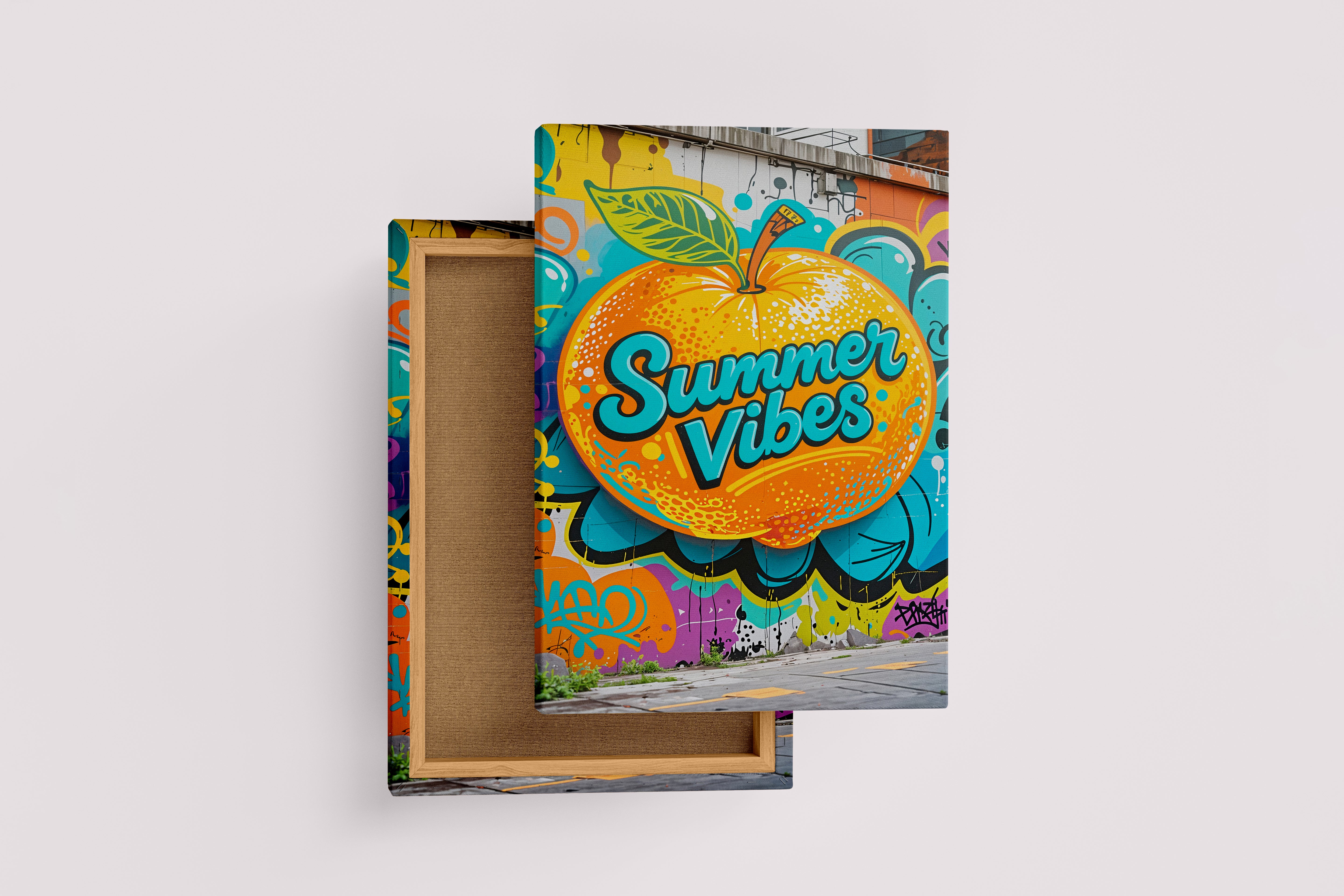ai creation, summer vibes with graffiti, ai art, art, kanvas tablo