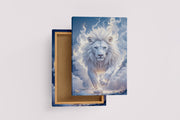 ai creation, white lion in white flames, pet, ai art, art, kanvas tablo