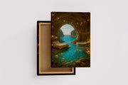 ai creation, hotel room inside the cave and sea view model 2, ai art, art, kanvas tablo