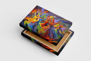 a vibrant, colorful, abstract painting of whirling dervishes spinning, art, kanvas tablo