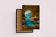 ai creation, hotel room inside the cave and sea view model 1, ai art, art, kanvas tablo