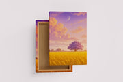 ai creation, sunset in the field, ai art, art, kanvas tablo