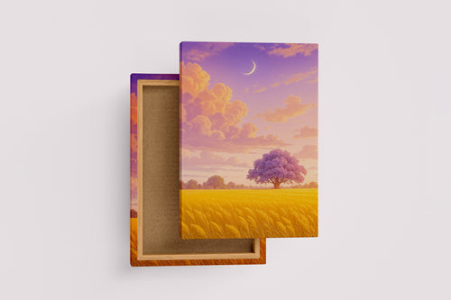 ai creation, sunset in the field, ai art, art, kanvas tablo