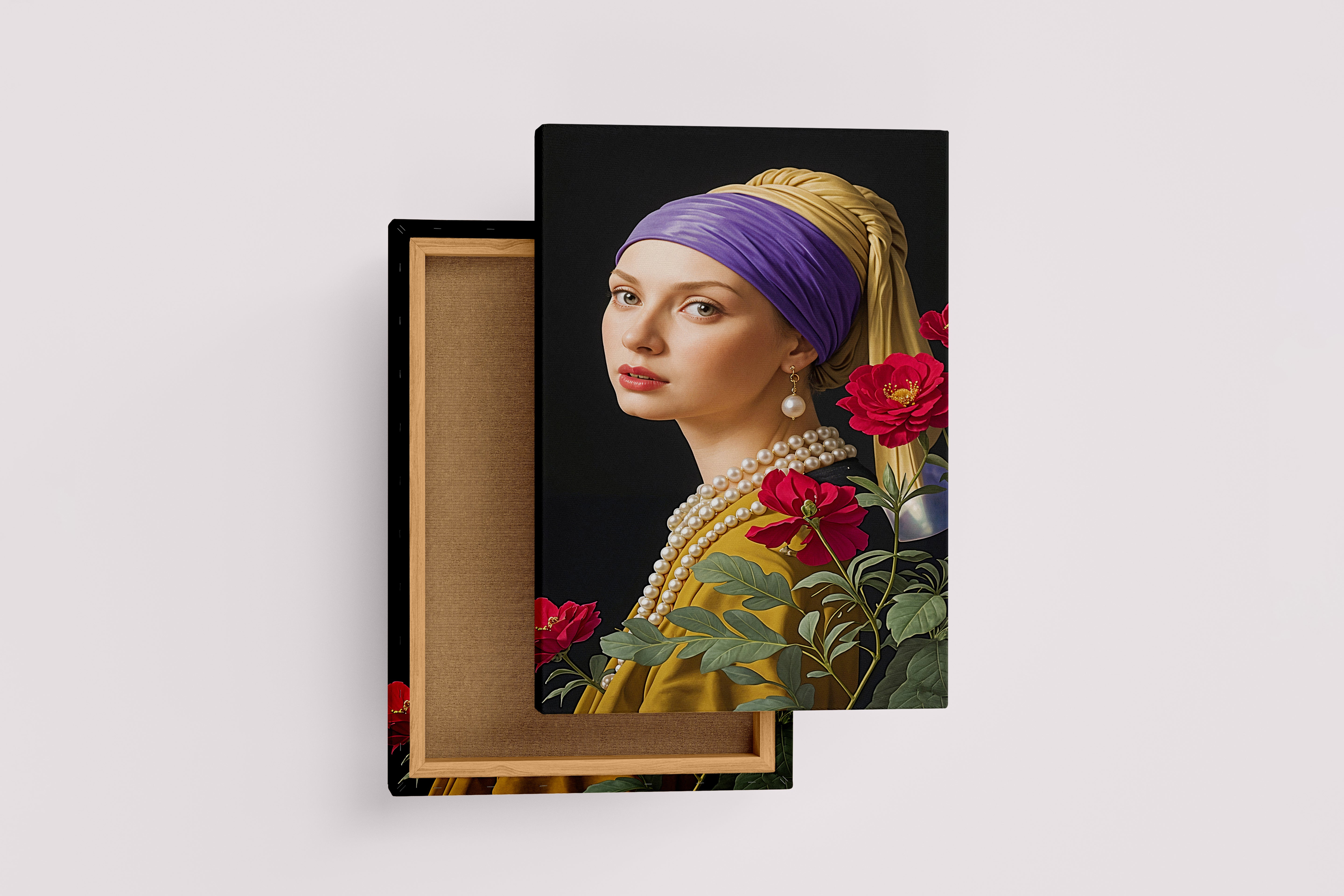 ai creation, modern girl with pearl earring, ai art, art, kanvas tablo