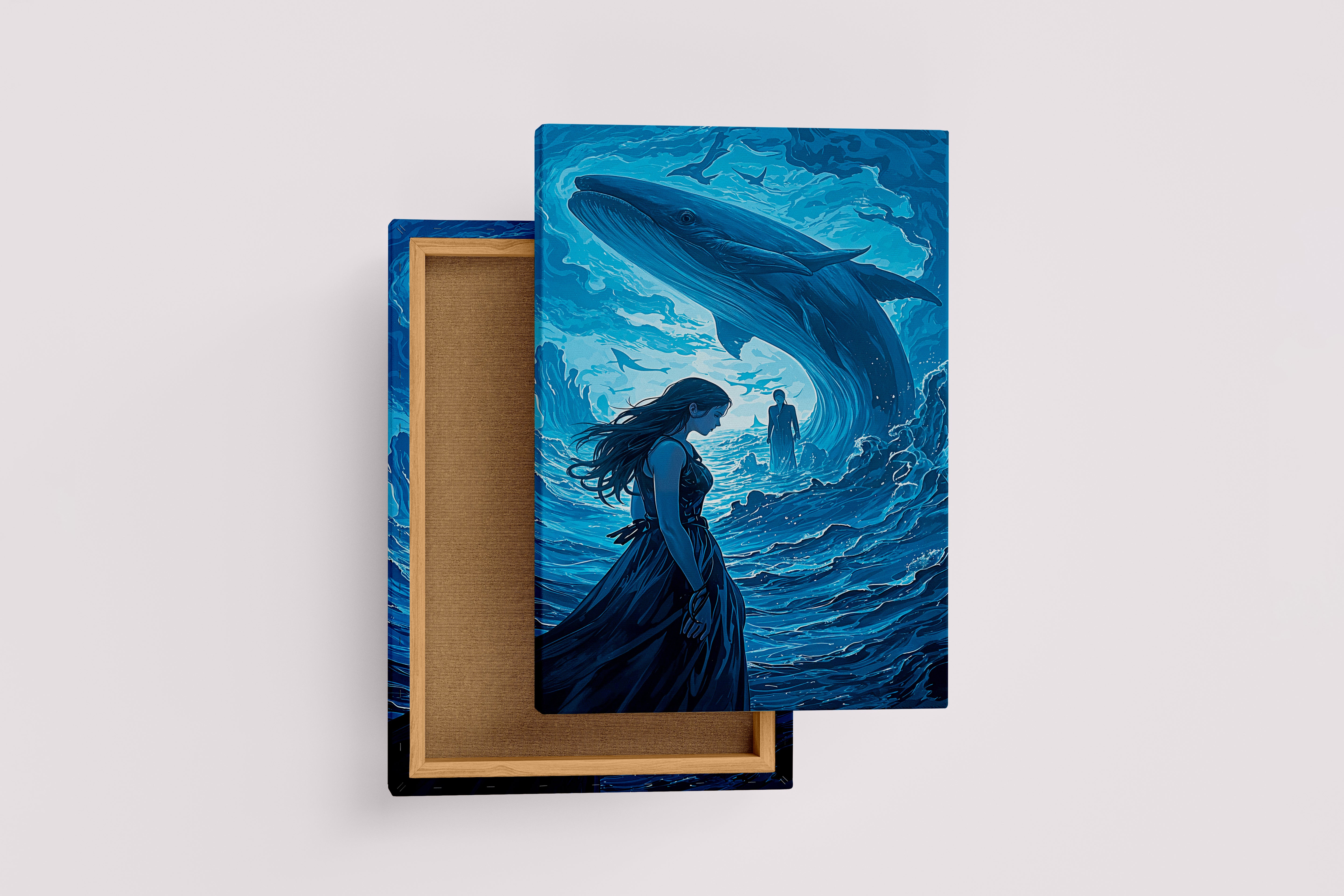 ai creation, giant whale in the middle of the sea, ai art, art, kanvas tablo