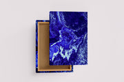 a vibrant abstract image of a deep electric blue and white cosmic rock landscape, abstract, art, kanvas tablo