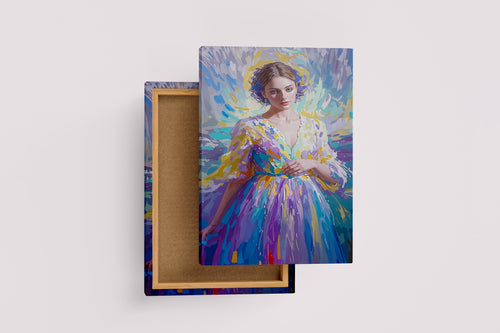 ai creation, woman in colorful dress in oil painting style, ai art, art, kanvas tablo
