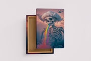 ai creation, skeletor with rainbow colored lava pouring from its mouth, ai art, art, kanvas tablo