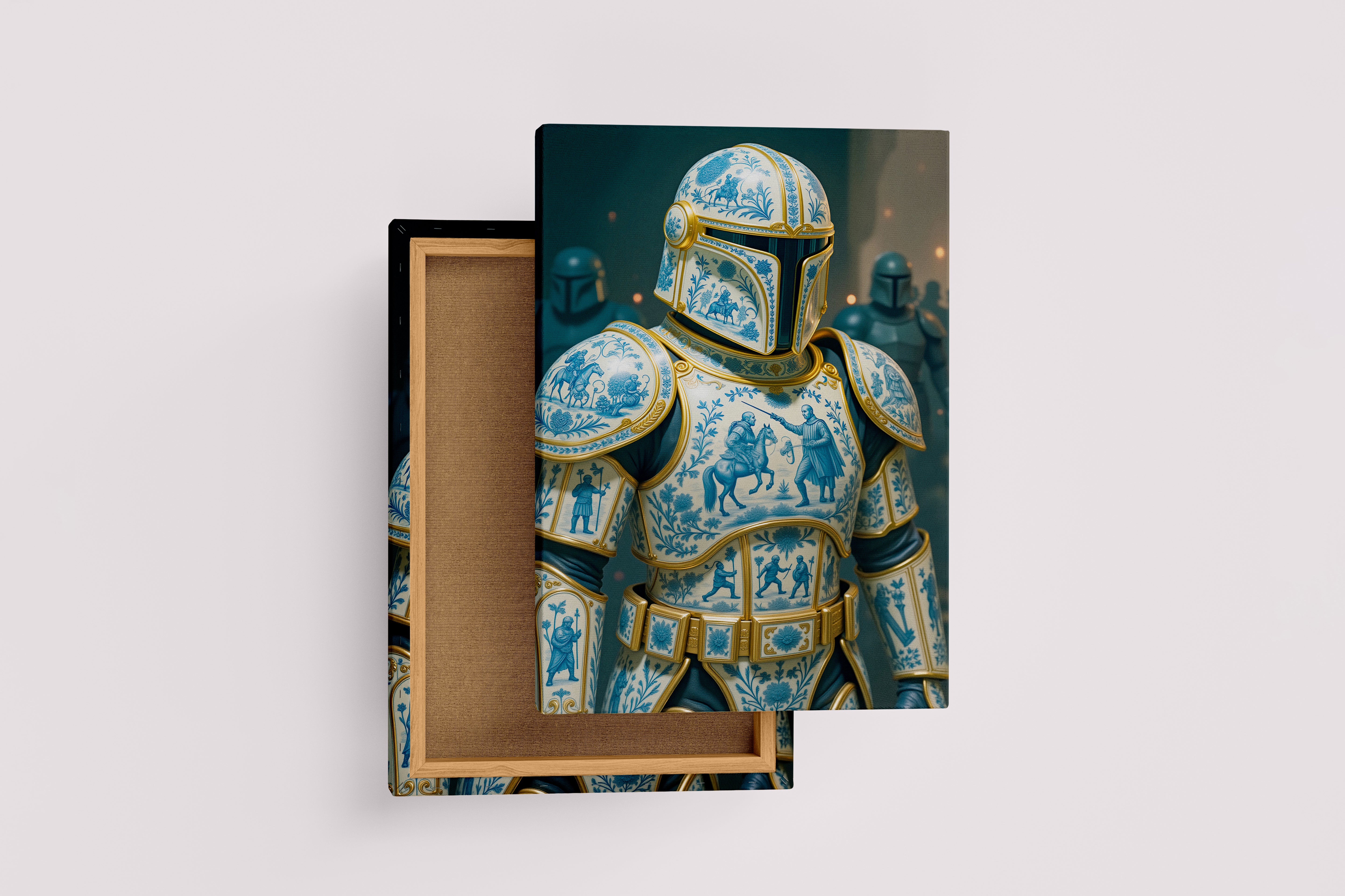 Çini Desenli Porselen Mandalorian Zırhı Star Wars Temalı Pop Art Kanvas Tablo