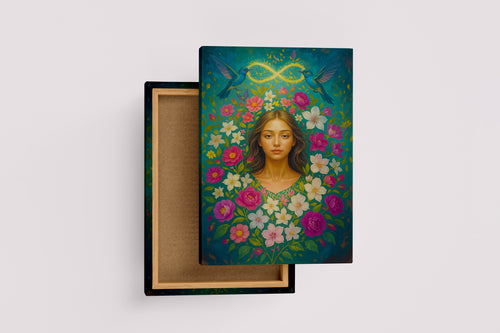 ai creation, woman wrapped in flowers, ai art, art, kanvas tablo