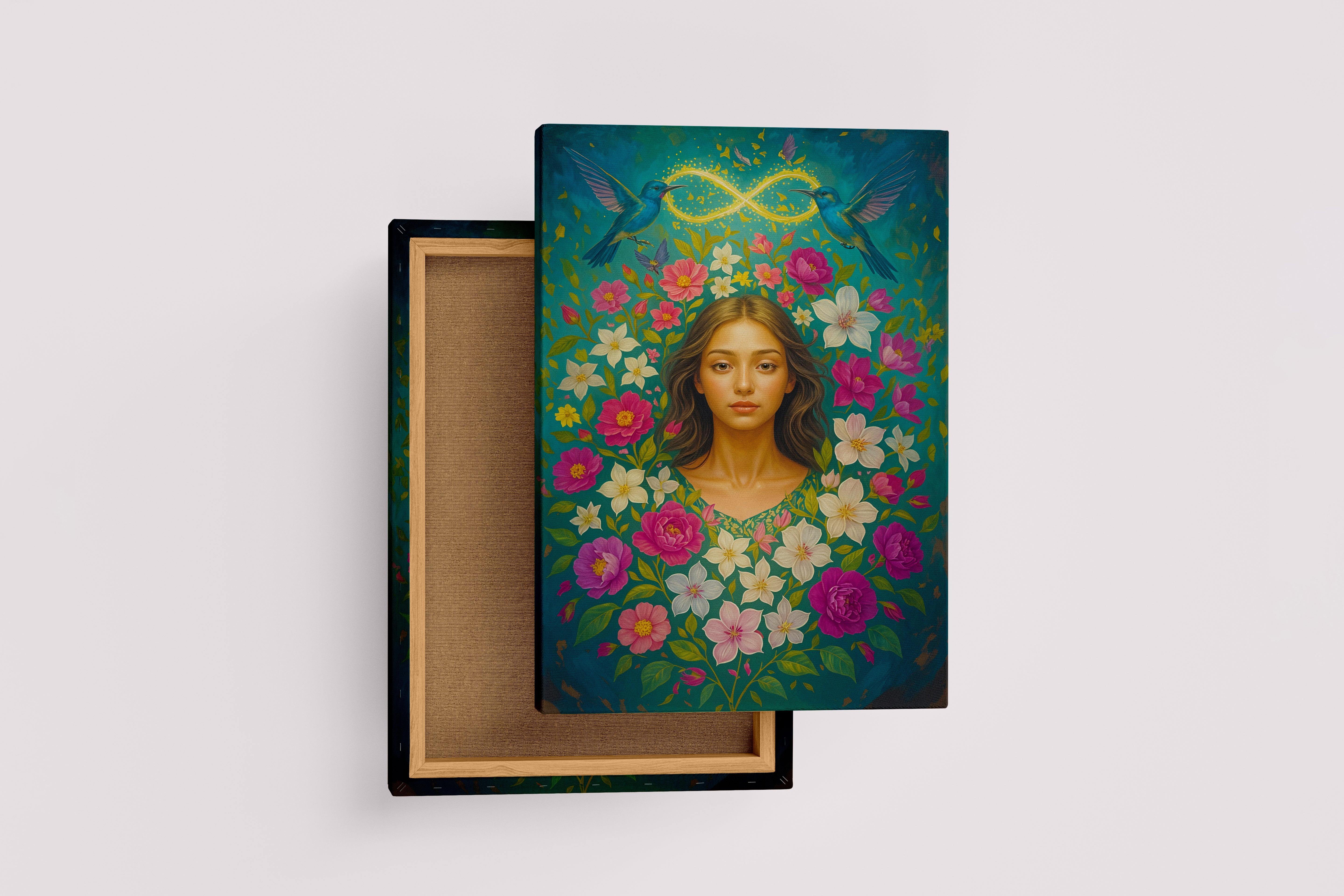 ai creation, woman wrapped in flowers, ai art, art, kanvas tablo
