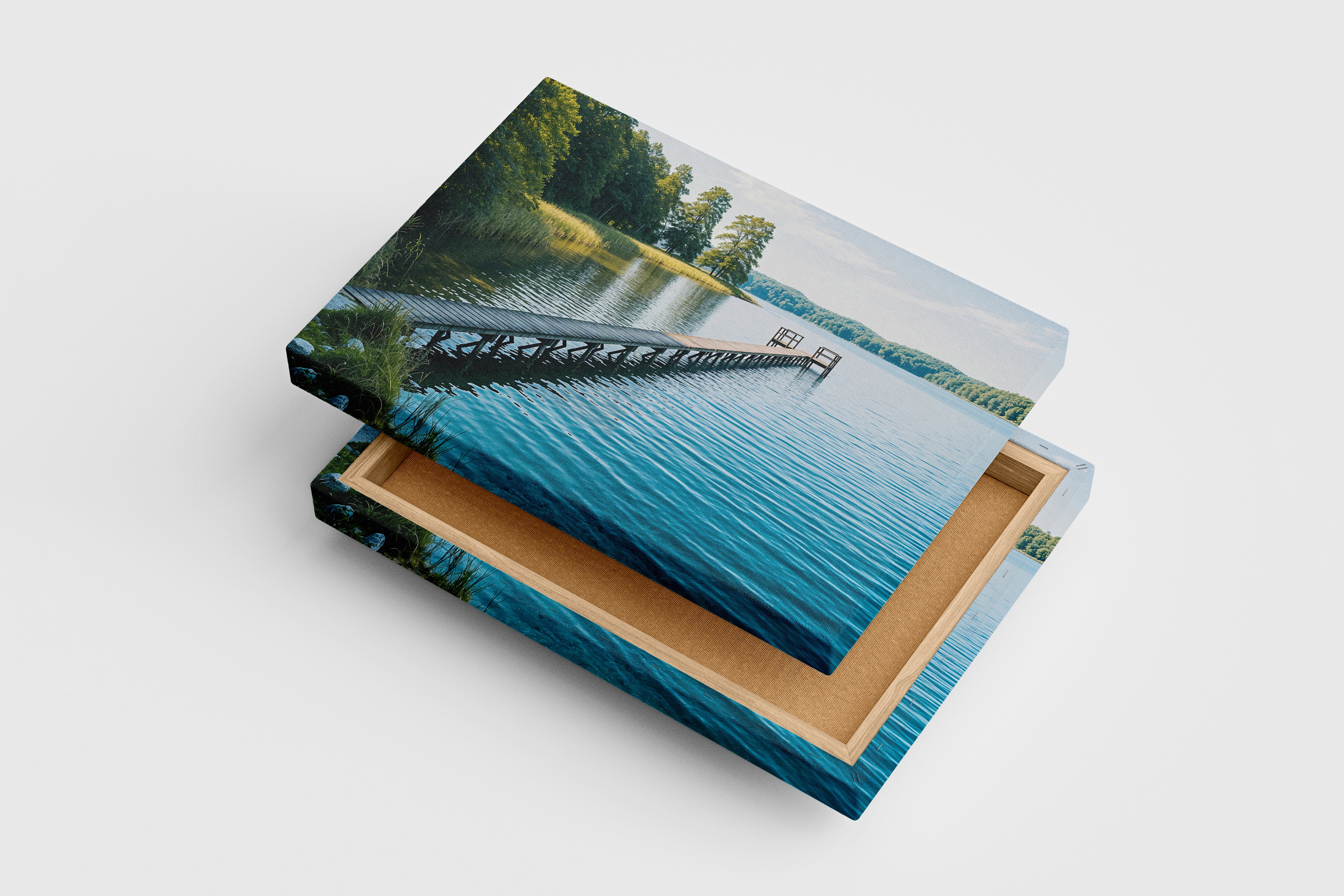 pier and nature view by the river model 2, view, ai art, art, kanvas tablo