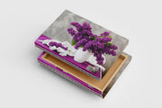 flower motif, purple flowers/white vase, art, kanvas tablo