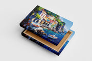 sea view with boats, art, kanvas tablo