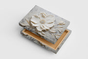 flower motif, high white relief, art, kanvas tablo