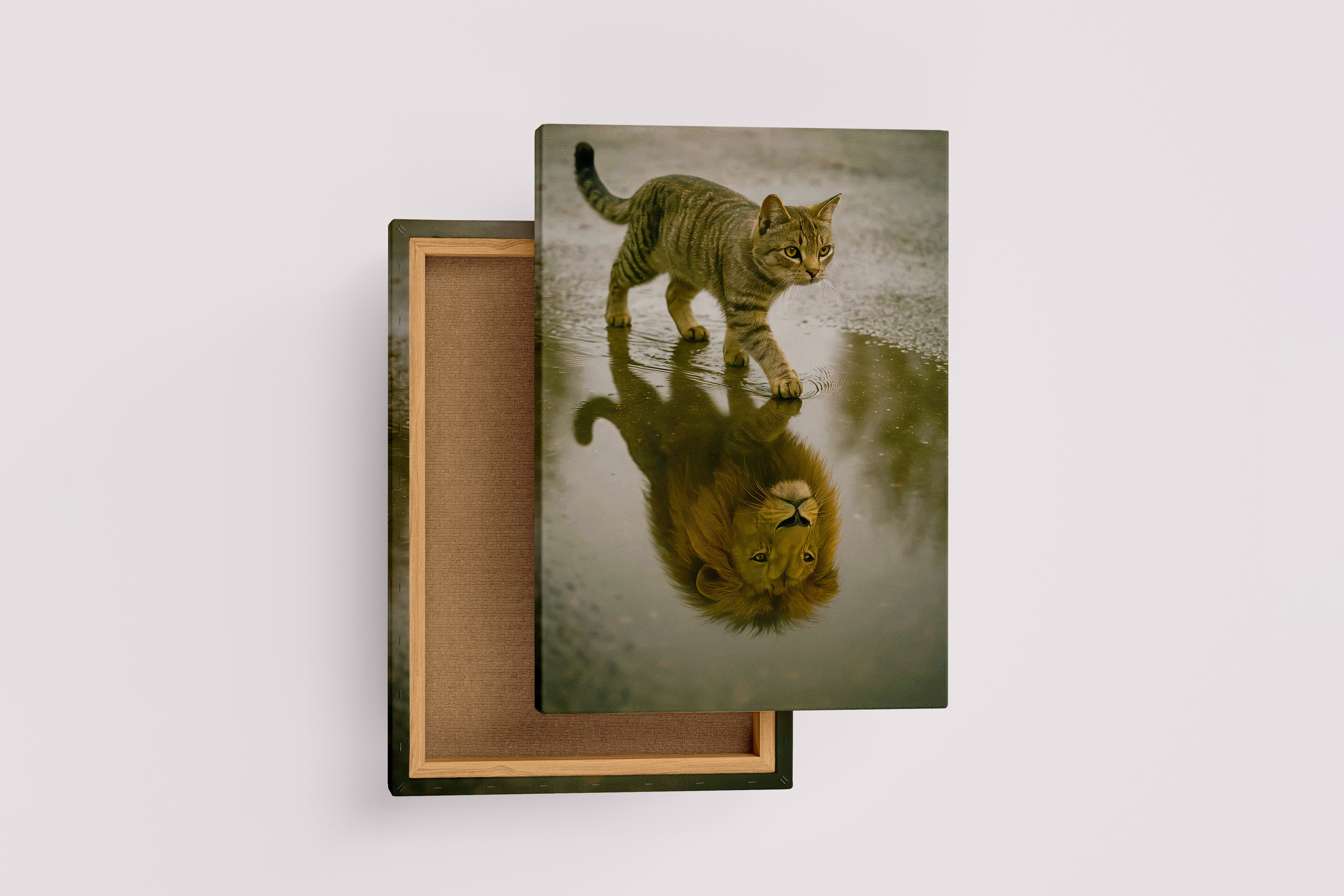 ai creation, cat/giant mirror, ai art, art, kanvas tablo