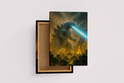 ai creation, godzilla attack, ai art, art, kanvas tablo