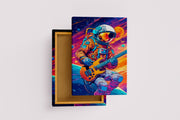 ai creation, astronaut playing guitar in space model 3, orange theme, ai art, art, kanvas tablo