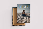 ai creation vogue, beauty, sitting on the beach, art, kanvas tablo