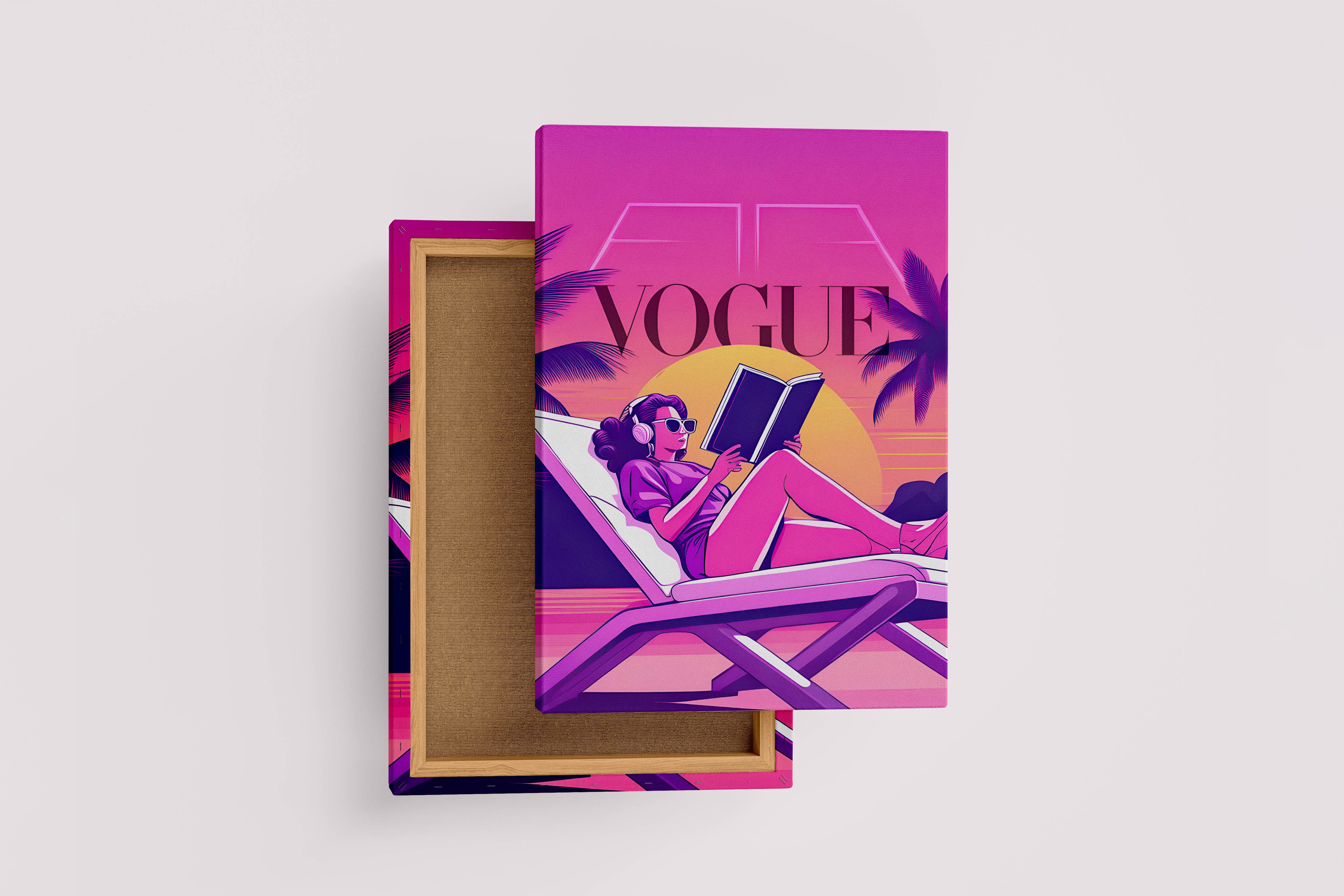 retrowave vogue, pop art, beauty, sunshine, art, kanvas tablo