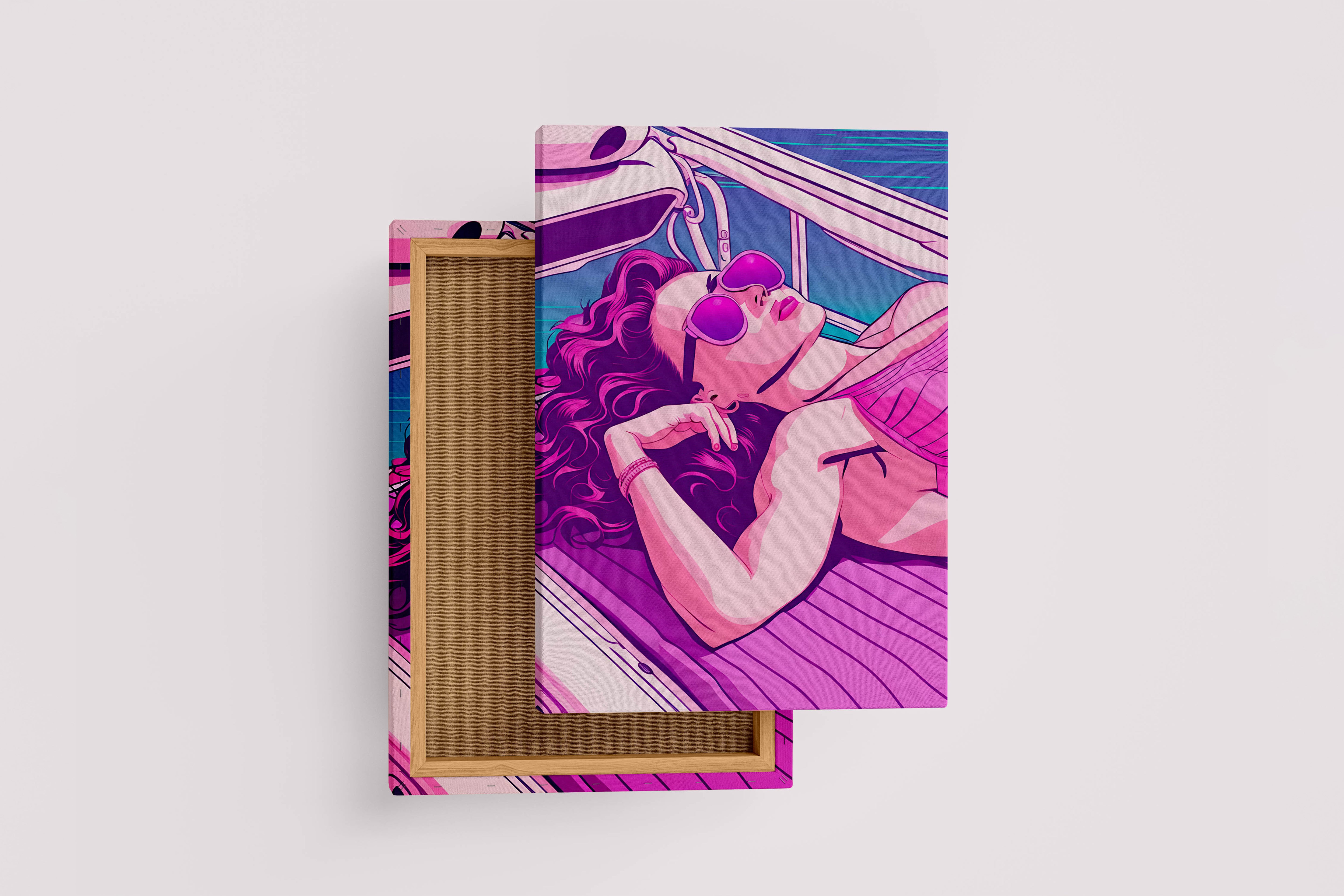 retrowave vogue, pop art, beauty, sunshine, art, kanvas tablo