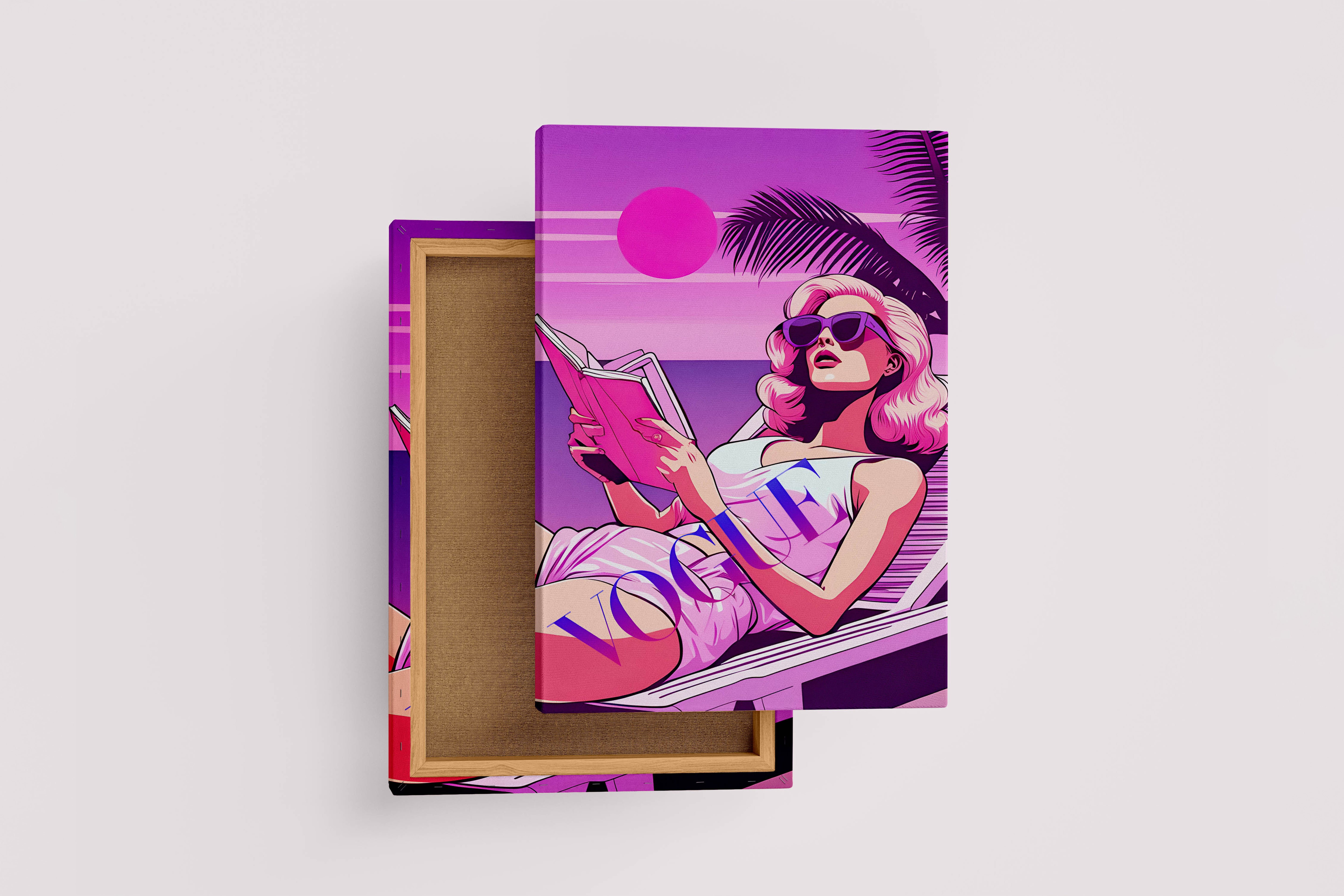 retrowave vogue, pop art, beauty, sunshine, art, kanvas tablo