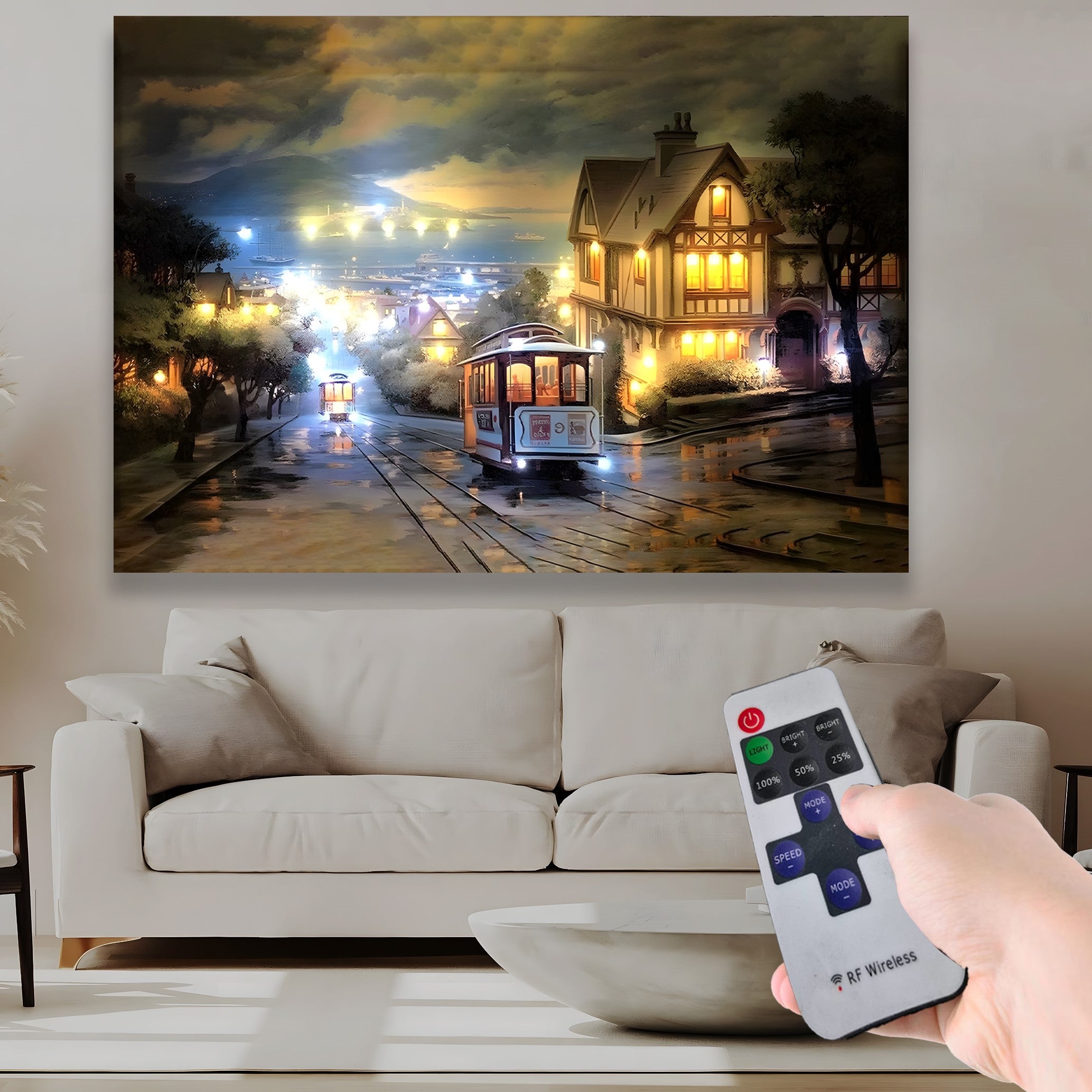 Tramvay Hattı – Uzaktan Kumandalı LED Işıklı Kanvas Tablo