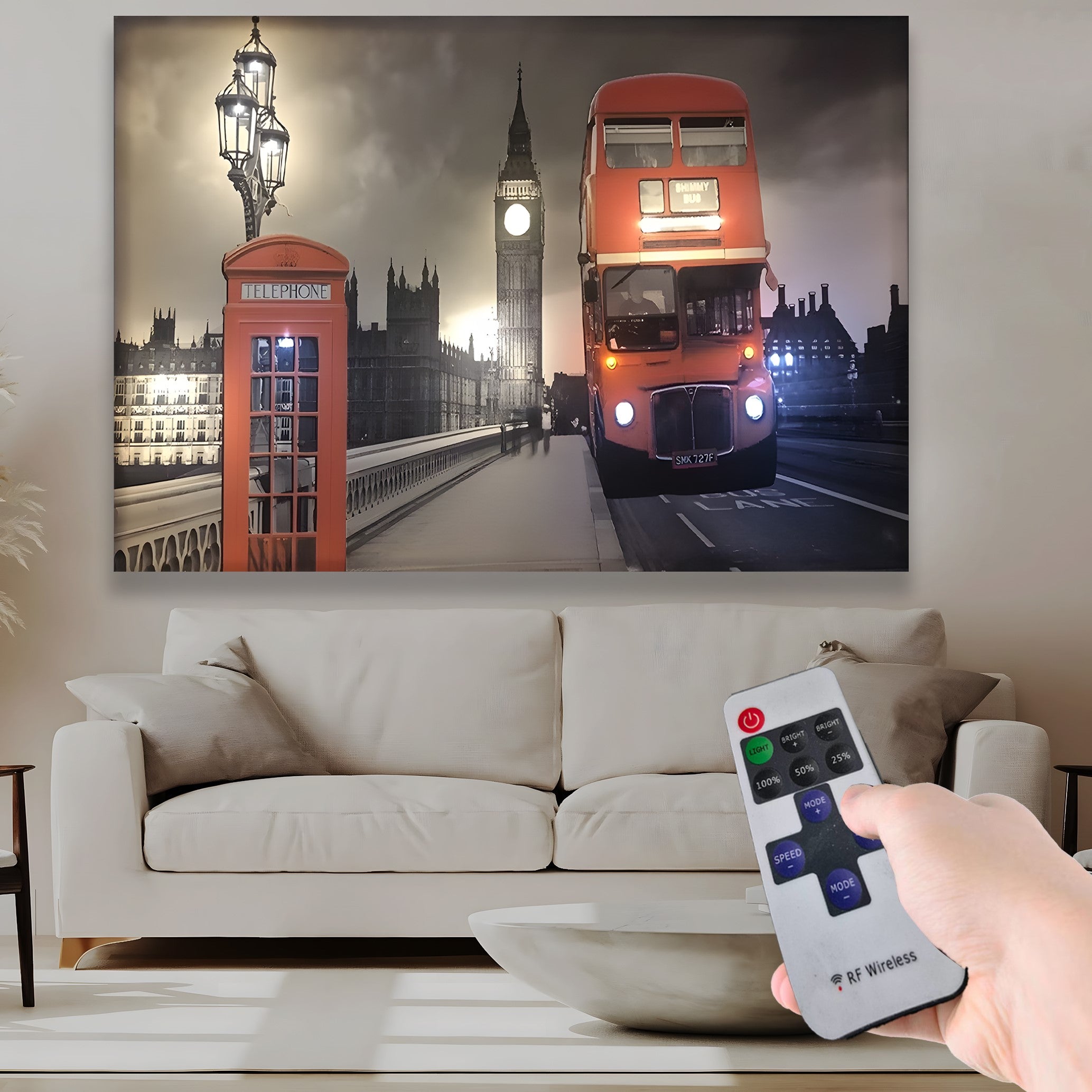 Londra Geceleri – Uzaktan Kumandalı LED Işıklı Kanvas Tablo
