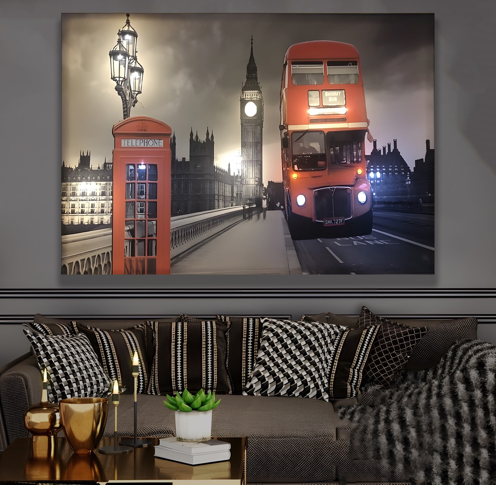 Londra Geceleri – Uzaktan Kumandalı LED Işıklı Kanvas Tablo