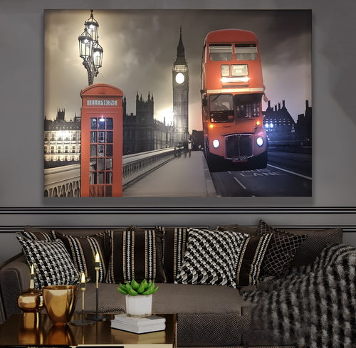 Londra Geceleri – Uzaktan Kumandalı LED Işıklı Kanvas Tablo
