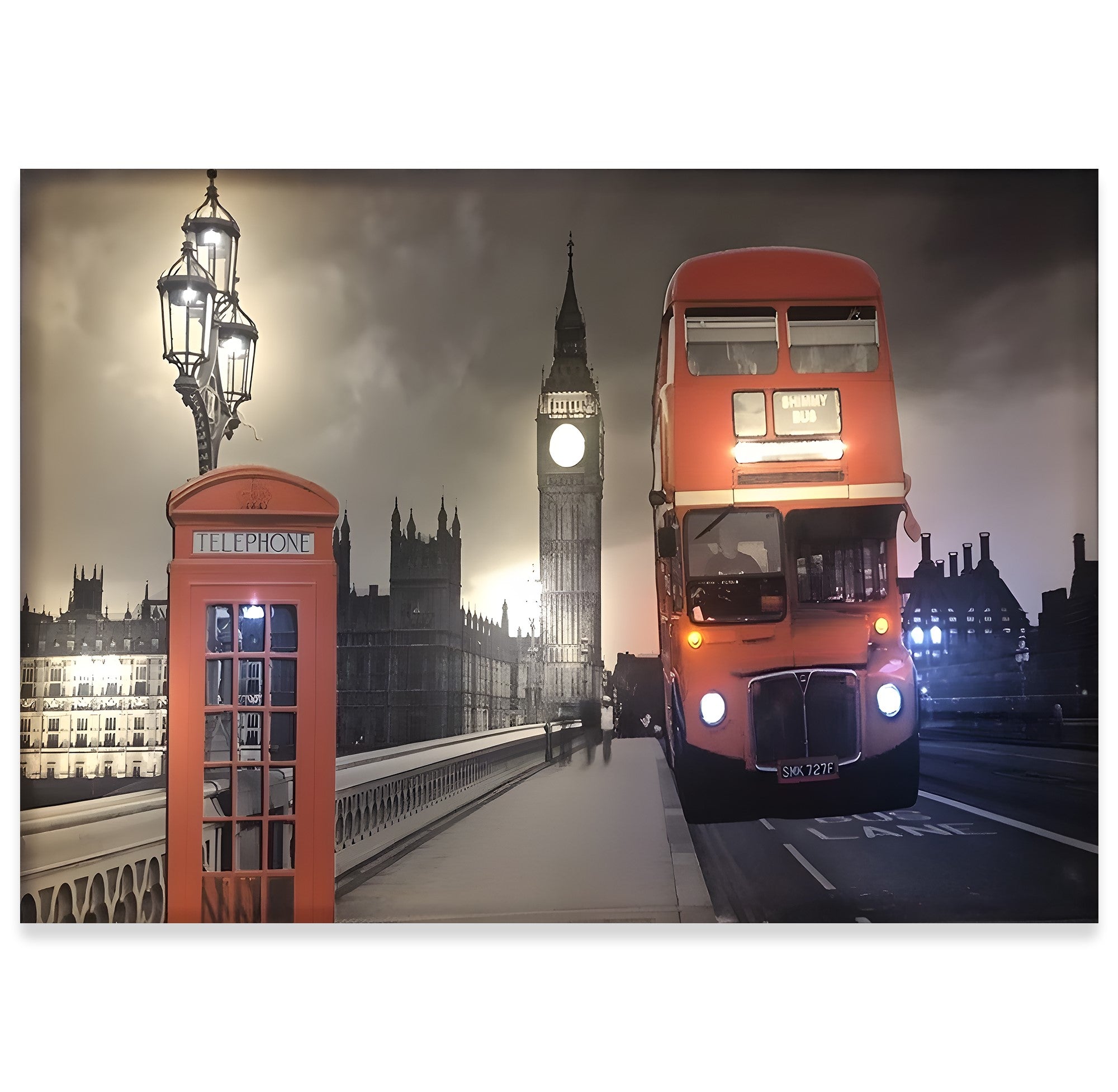 Londra Geceleri – Uzaktan Kumandalı LED Işıklı Kanvas Tablo
