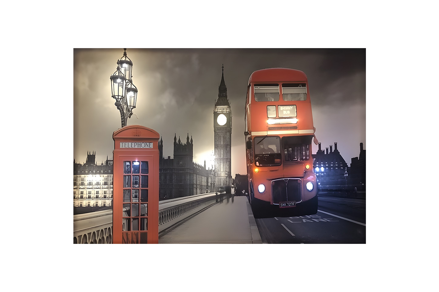 Londra Geceleri – Uzaktan Kumandalı LED Işıklı Kanvas Tablo