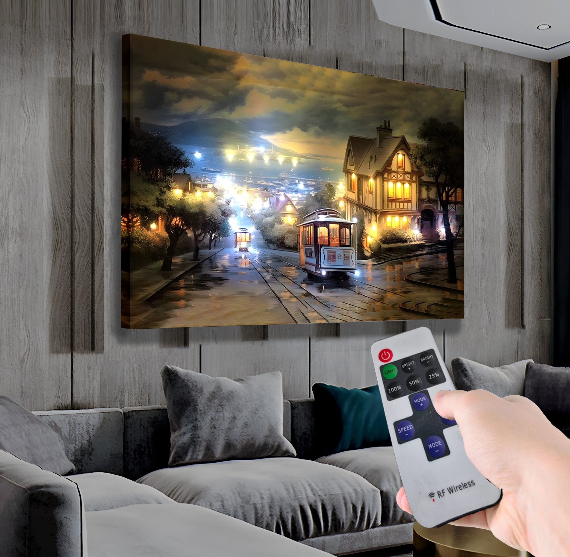 Tramvay Hattı – Uzaktan Kumandalı LED Işıklı Kanvas Tablo